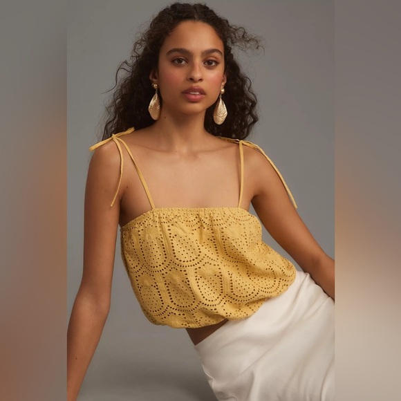 GREYLIN | Anthropologie Lucy Yellow Eyelet Tank - Picture 3 of 16